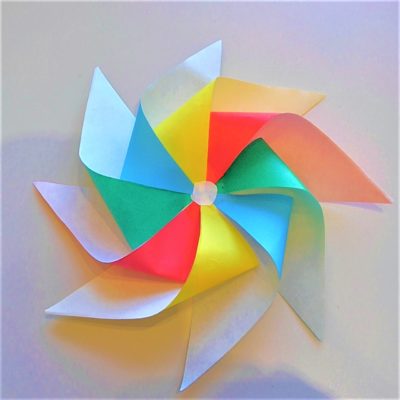 折り紙お花風車の折り方作り方 立体８枚羽のかわいい簡単かざぐるまを