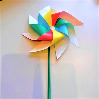 折り紙お花風車の折り方作り方 立体８枚羽のかわいい簡単かざぐるまを