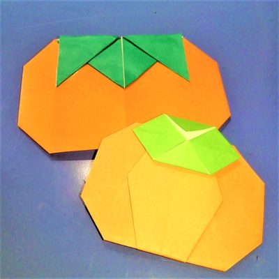折り紙で平面の柿の折り方作り方 二種類のかわいいカキを折ってみた 横浜デート人気おすすめ