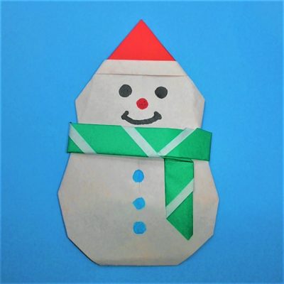 折り紙の雪だるまの折り方作り方 2枚で簡単かわいいマフラーのスノーマン 横浜デート人気おすすめ