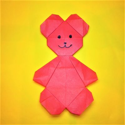 折り紙で動物クマの折り方 可愛い顔と体の全身テディベア熊の作り方