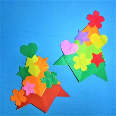 折り紙の平面クリスマスツリー装飾の折り方作り方 子どもでも超簡単な