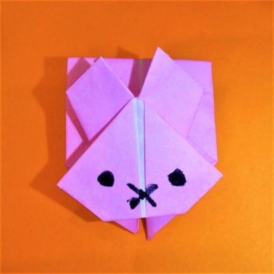 折り紙の跳ねるぴょんぴょんうさぎ折り方作り方 簡単立体リアルな顔