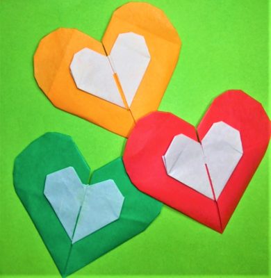 折り紙でダブルハート二枚重ねの折り方作り方 簡単かわいいorigami Double Hearts 横浜デート人気おすすめ