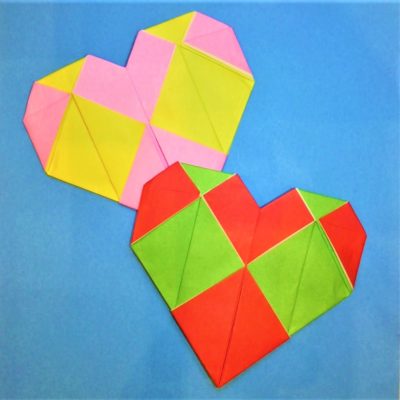 折り紙でチェック柄ハートの折り方作り方 可愛いバレンタインorigami Plaid Heart 横浜デート人気おすすめ