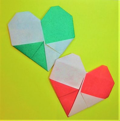 折り紙で作る簡単二色ハートの折り方作り方２種類 Origami Bicolor Heart 横浜デート人気おすすめ