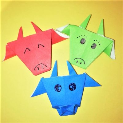 折り紙の牛の顔の折り方 干支の平面一枚の作り方 横浜デート人気おすすめ